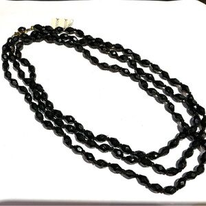 Vintage New Old Stock, Super long Coro Pegasus Elegant Black Beaded Necklace